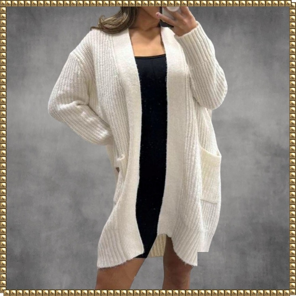 Zara Cream Open-Front Cardigan